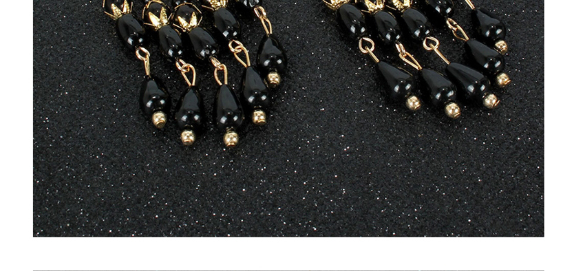 Fashion Black Crescent Shaped Resin Alloy Hollow Earrings,Drop Earrings