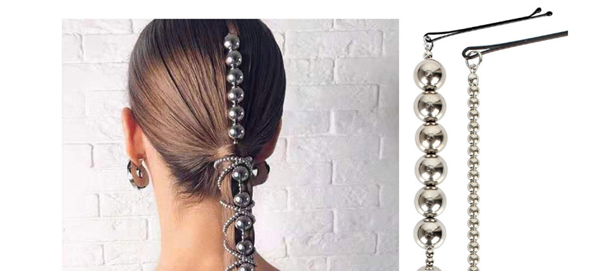 Fashion Silver Round Bead Chain Alloy Hair Chain,Hair Ribbons