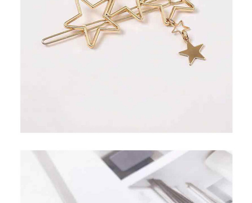 Fashion Big Chain Five-pointed Star Geometric Love Alloy Hollow Hairpin,Hairpins