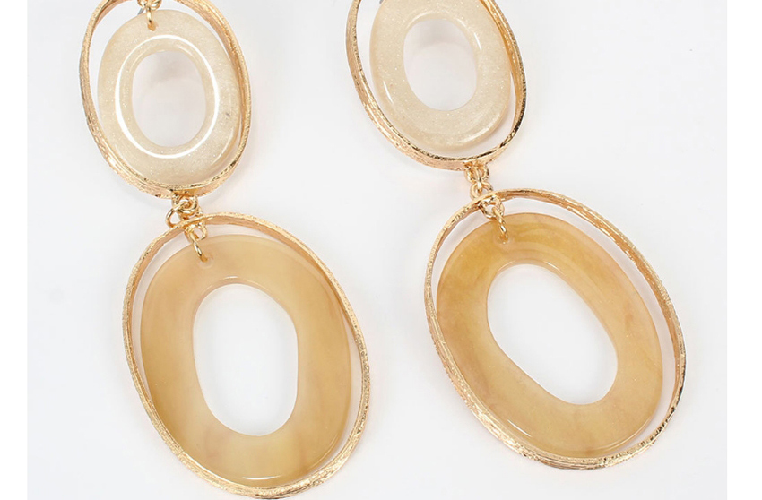 Fashion Golden Multilayer Oval Alloy Acetate Earrings,Drop Earrings