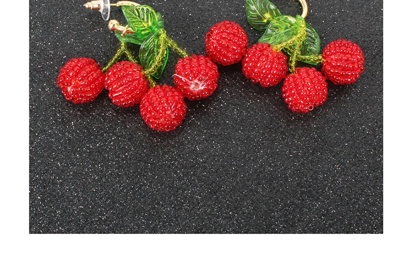 Fashion Red Hand-woven Crystal Beaded Cherry Earrings,Drop Earrings