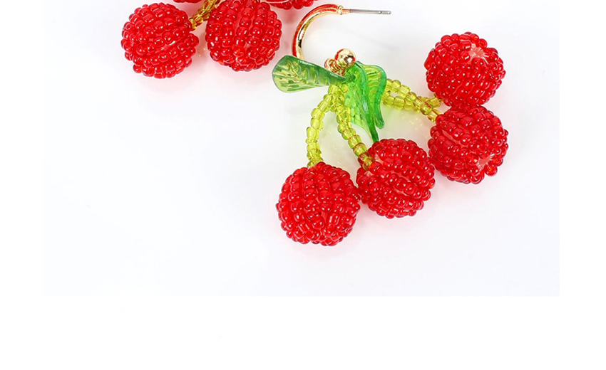 Fashion Red Hand-woven Crystal Beaded Cherry Earrings,Drop Earrings