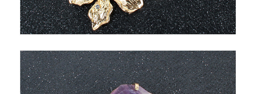 Fashion Golden Flower Irregular Diamond Earrings With Natural Stone Alloy,Drop Earrings