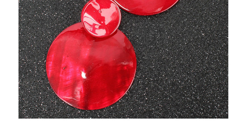 Fashion Red Geometric Round Shell Earrings,Stud Earrings