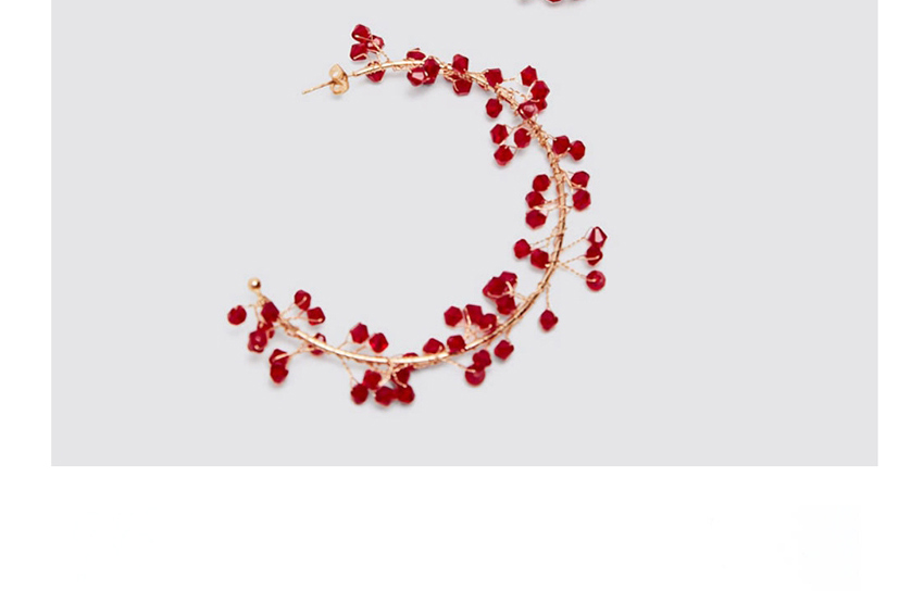 Fashion Red Geometric Hand-woven Gravel Earrings,Hoop Earrings