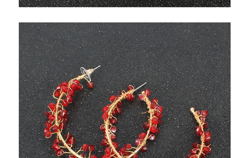 Fashion Red Geometric Hand-woven Gravel Earrings,Hoop Earrings