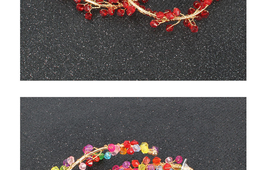 Fashion Color Geometric Hand-woven Gravel Earrings,Hoop Earrings