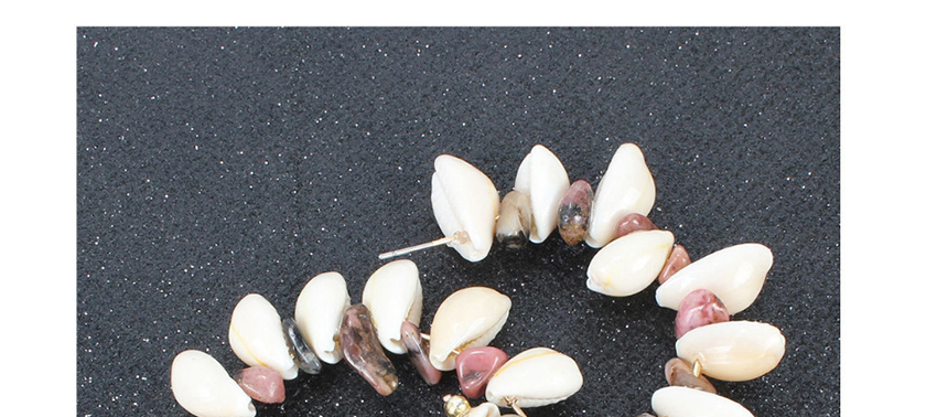 Fashion White Geometric C-shaped Shell Gravel Earrings,Hoop Earrings