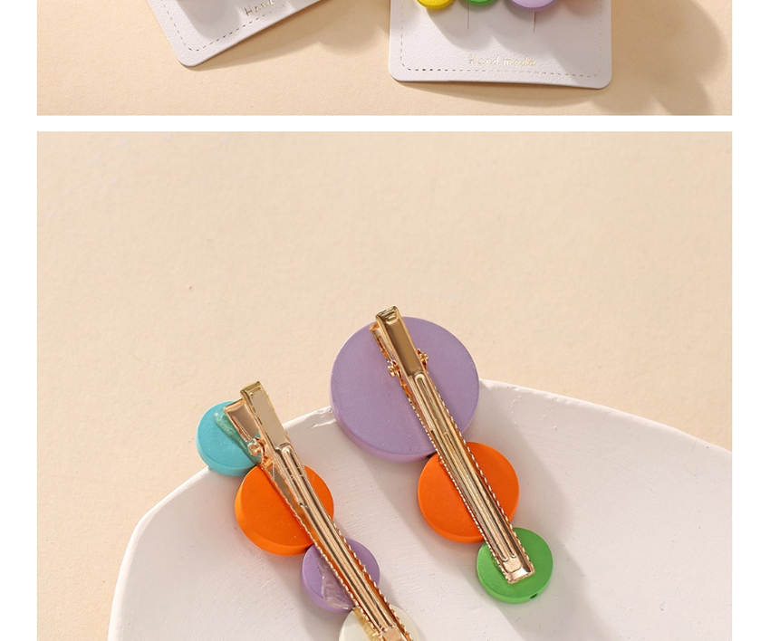 Fashion Color Mixing Wooden Round Color Contrast Alloy Hairpin Set,Hairpins