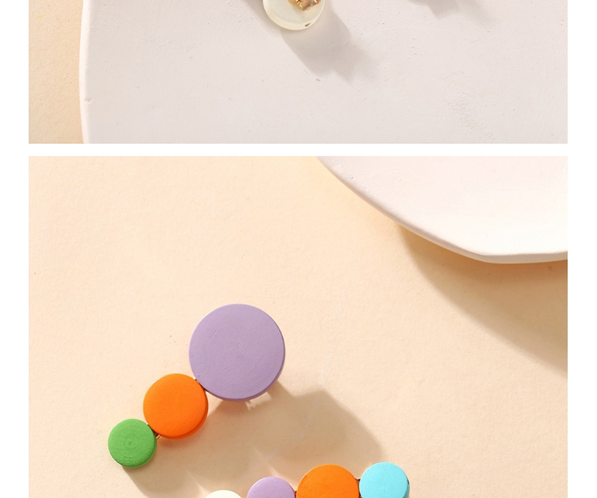 Fashion Color Mixing Wooden Round Color Contrast Alloy Hairpin Set,Hairpins