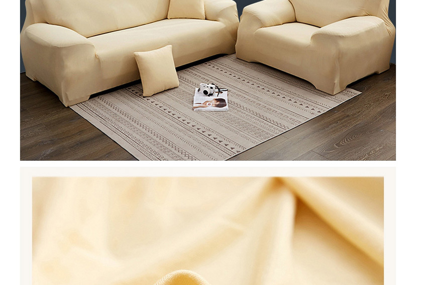 Fashion Light Brown Solid Color Stretch All-inclusive Fabric Slip Resistant Sofa Cover,Home Textiles