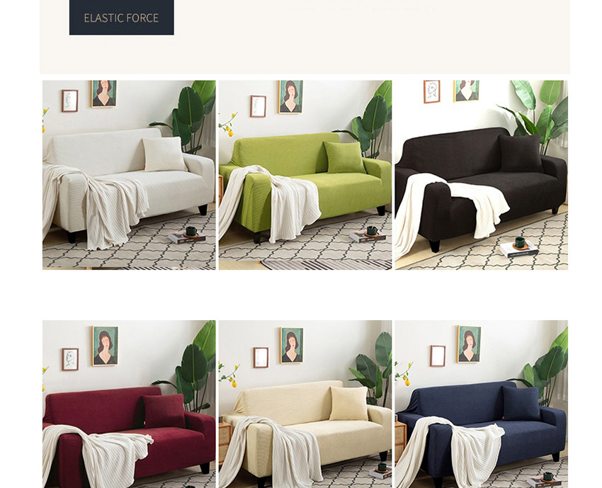 Fashion Dark Powder Thick Corn Wool Dustproof Solid Color All-inclusive Elastic Non-slip Sofa Cover,Home Textiles