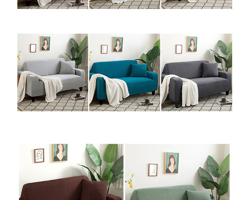 Fashion Cypress Green Thick Corn Wool Dustproof Solid Color All-inclusive Elastic Non-slip Sofa Cover,Home Textiles