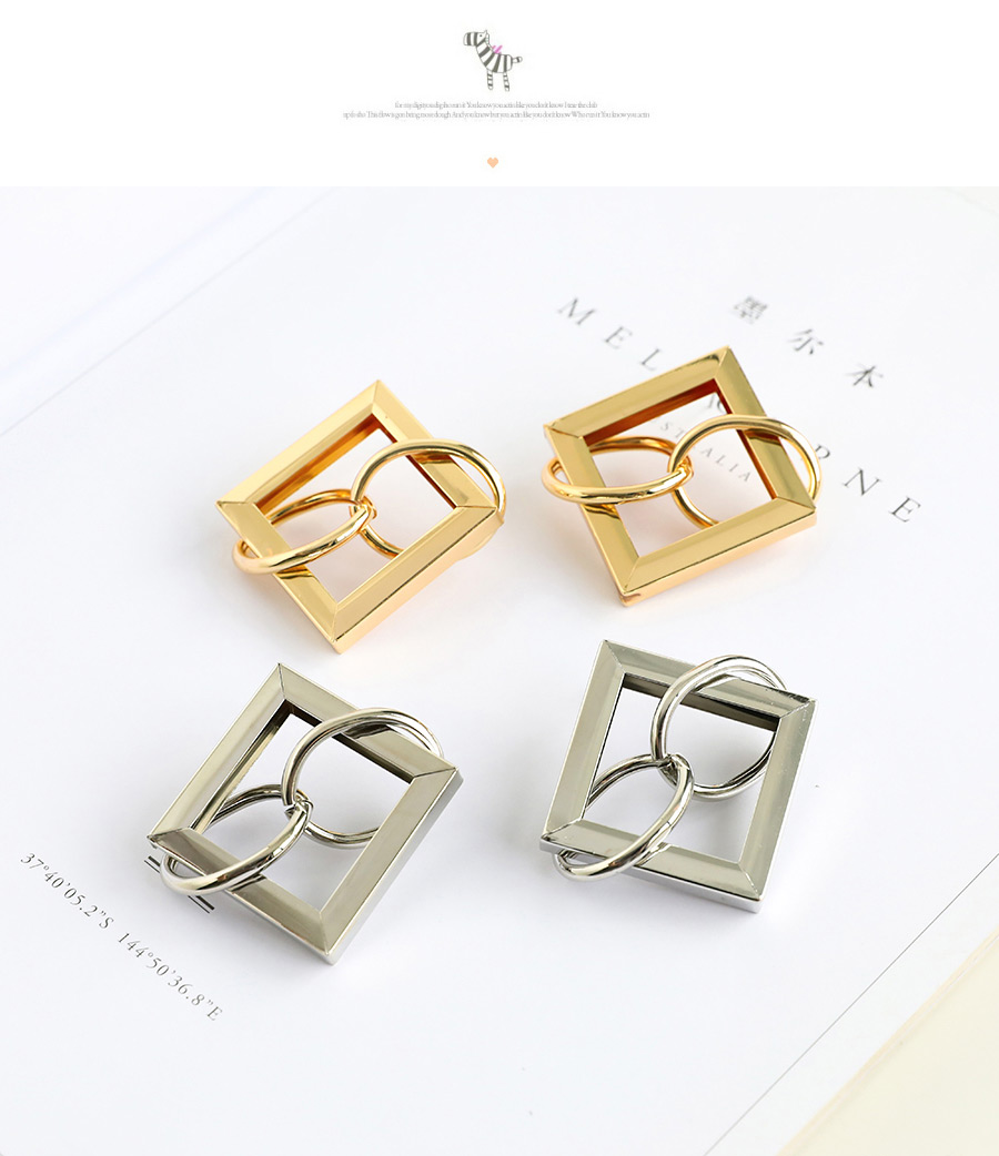 Fashion Gold Color Alloy Square Round Buckle Earrings,Stud Earrings