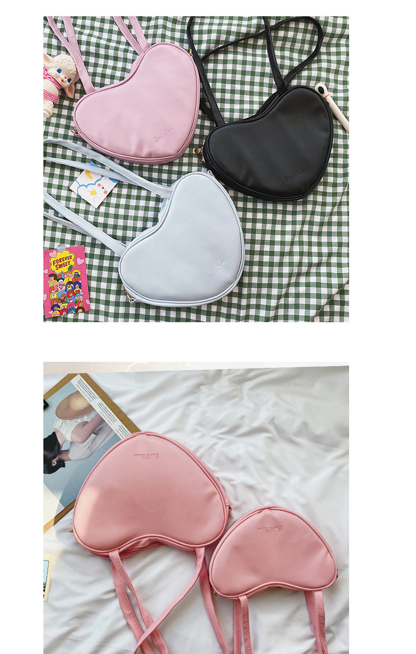 Fashion Pink Large Heart-shaped Printed Letter Diagonal Shoulder Bag,Shoulder bags