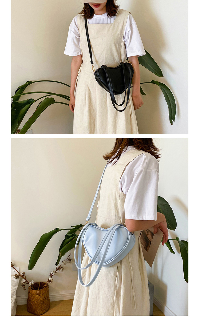 Fashion Blue Trumpet Heart-shaped Printed Letter Diagonal Shoulder Bag,Shoulder bags