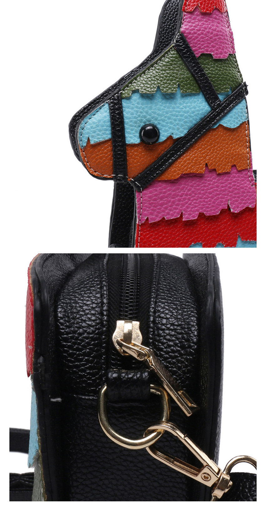 Fashion Color Contrast Rainbow Stitching Pu Pony Crossbody Shoulder Bag,Messenger bags