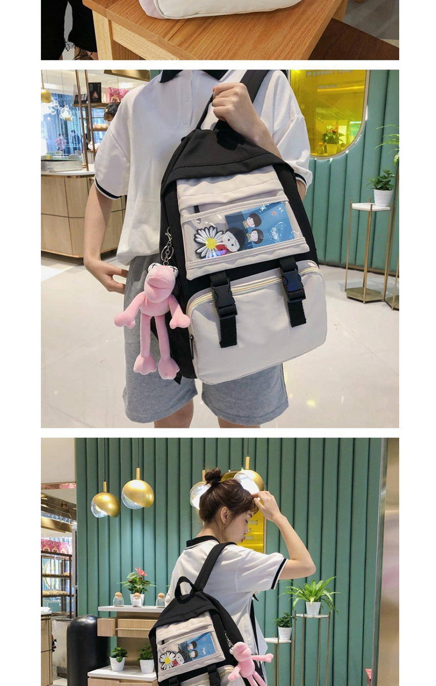 Fashion Pink To Send Frog Flowers Small Daisy Embroidery Backpack With Contrast Stitching,Backpack