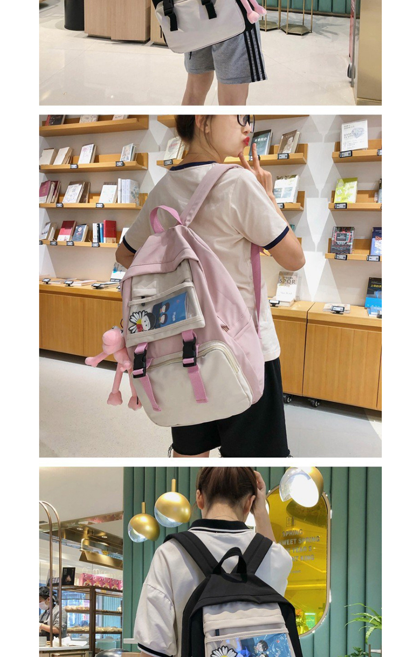 Fashion Pink To Send Frog Flowers Small Daisy Embroidery Backpack With Contrast Stitching,Backpack