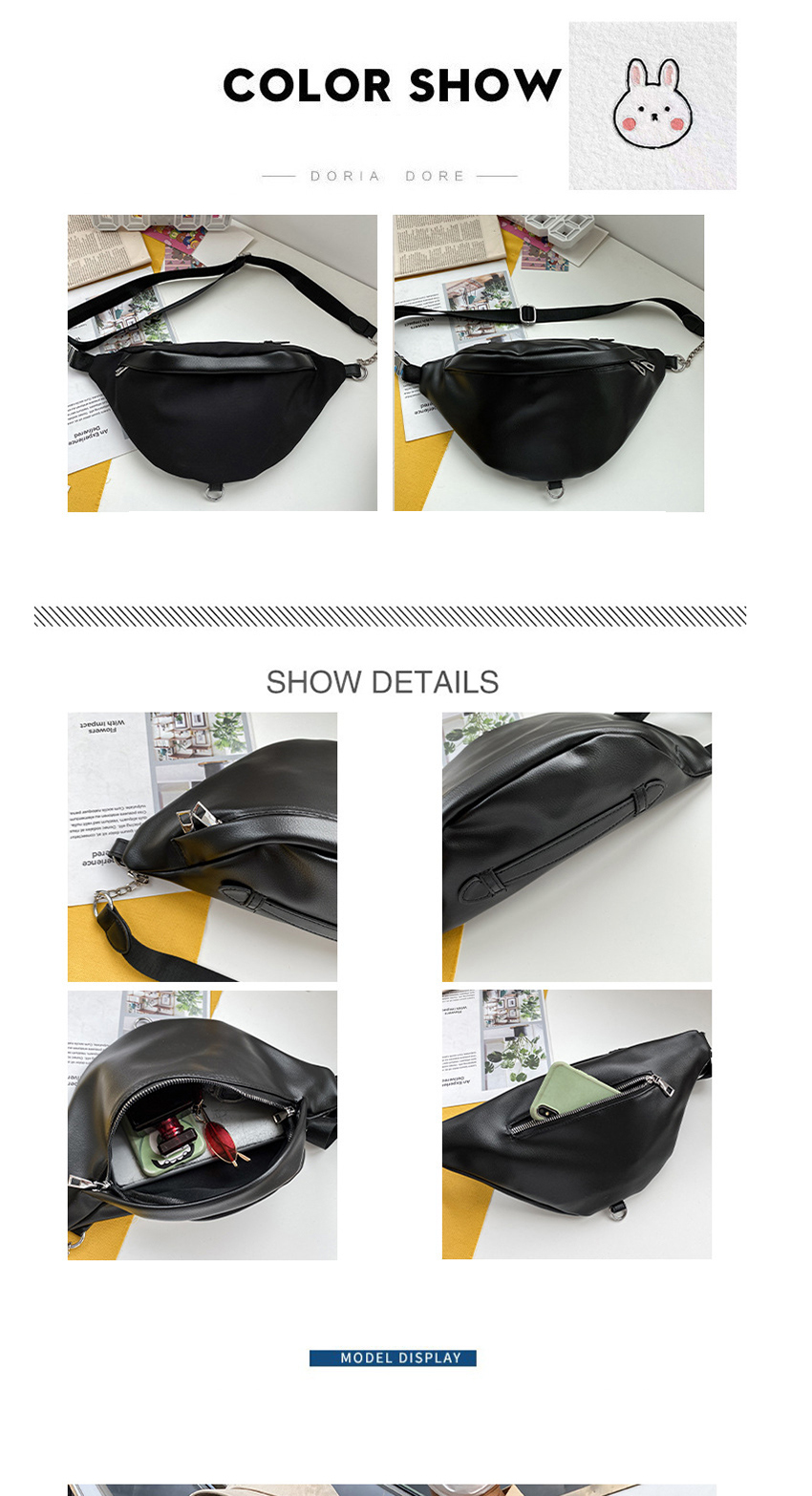 Fashion Black Pu Leather Nylon Chain Crossbody Chest Bag,Shoulder bags