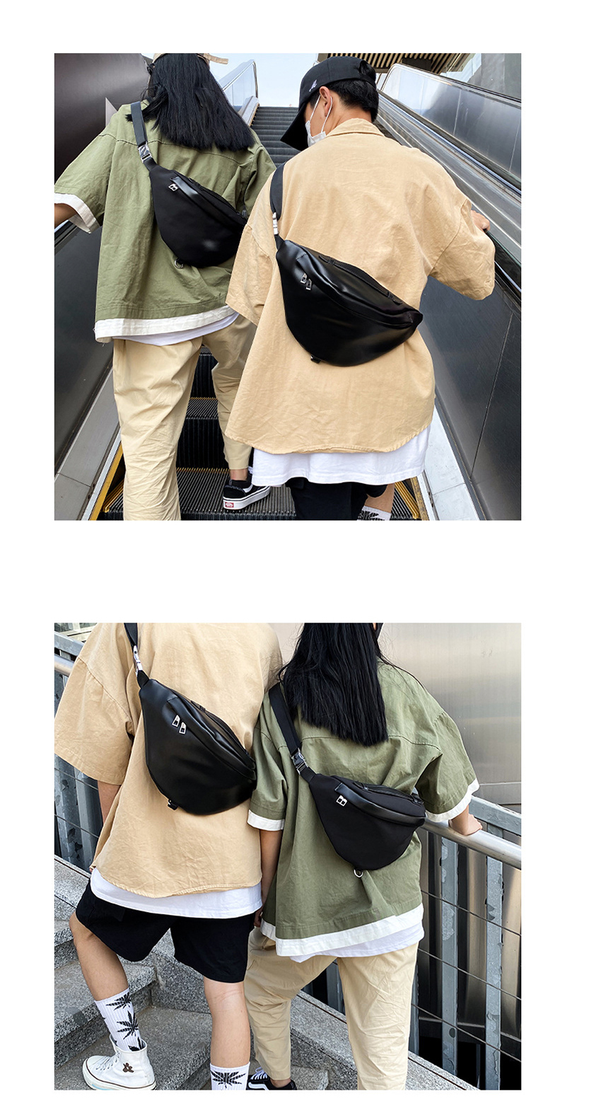 Fashion Black Pu Leather Nylon Chain Crossbody Chest Bag,Shoulder bags