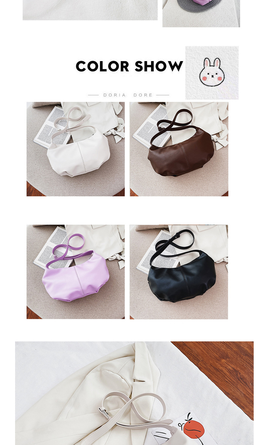 Fashion Brown Solid Color Pleated Pu Dumpling Shoulder Messenger Bag,Shoulder bags