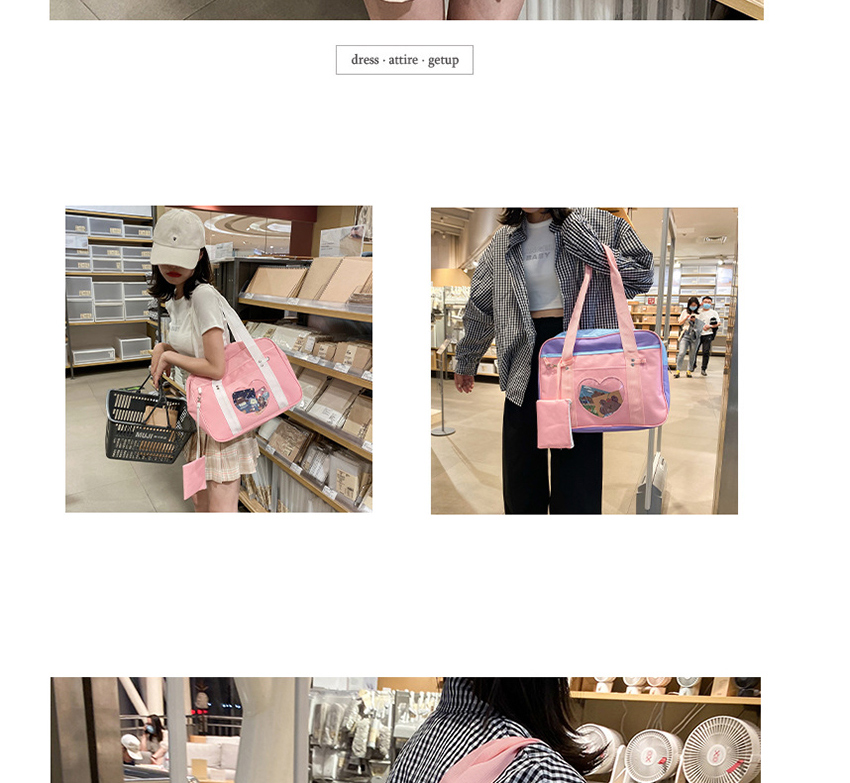 Fashion Pink Purple Love Transparent Stitching Contrast Shoulder Bag,Messenger bags