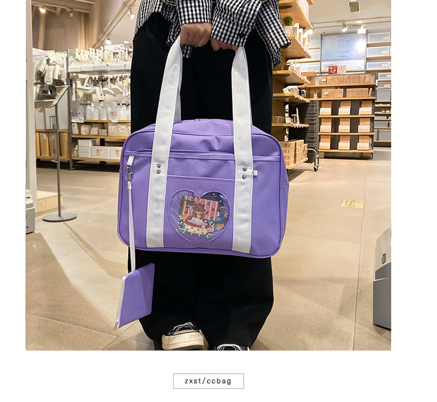 Fashion Pink Purple Love Transparent Stitching Contrast Shoulder Bag,Messenger bags