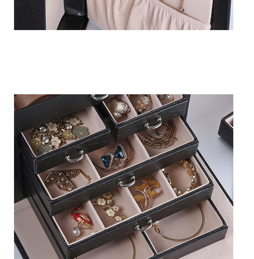 Fashion White Large Capacity Leather Jewelry Multi-layer Jewelry Box,Jewelry Packaging & Displays