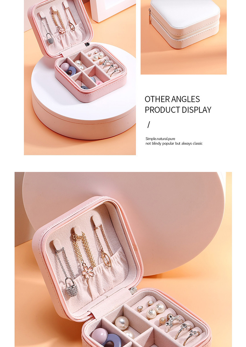 Fashion Bare Powder Pu Single Layer Portable Earring Ring Jewelry Box,Jewelry Packaging & Displays