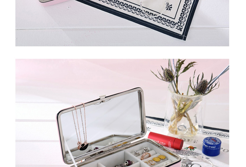 Fashion Beige Pu Jewelry Portable Earrings Ring Jewelry Box,Jewelry Findings & Components