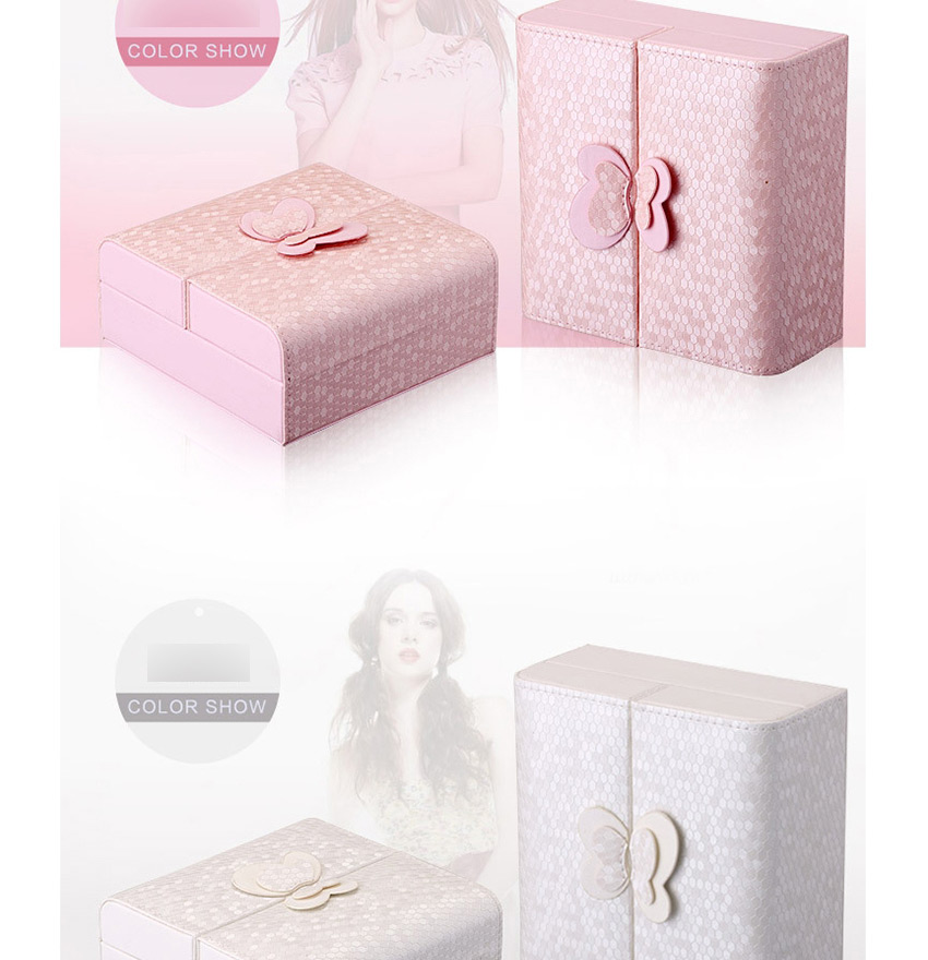 Fashion Pink Bowknot Leather Jewelry Box,Jewelry Packaging & Displays