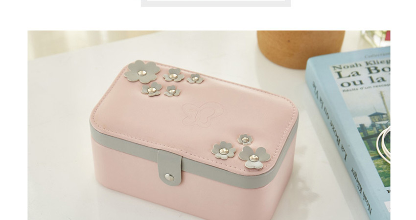 Fashion Pink Flower Hit Color Multilayer Portable Jewelry Box,Jewelry Packaging & Displays