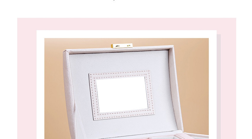 Fashion Nude Pink Drawer Type Jewellery Box With Mirror Disc Silk Pattern Earring Ring,Jewelry Packaging & Displays