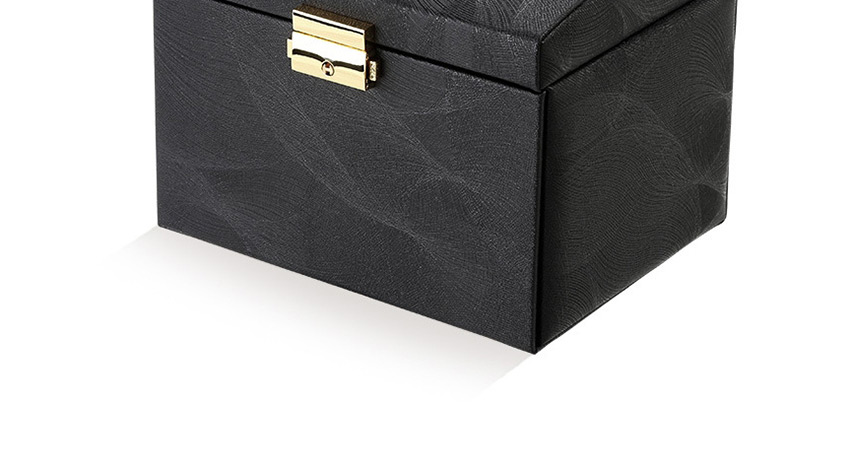 Fashion Black Drawer Type Jewellery Box With Mirror Disc Silk Pattern Earring Ring,Jewelry Packaging & Displays