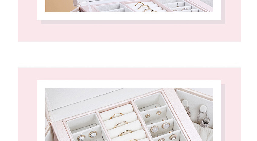 Fashion Nude Pink Drawer Type Jewellery Box With Mirror Disc Silk Pattern Earring Ring,Jewelry Packaging & Displays