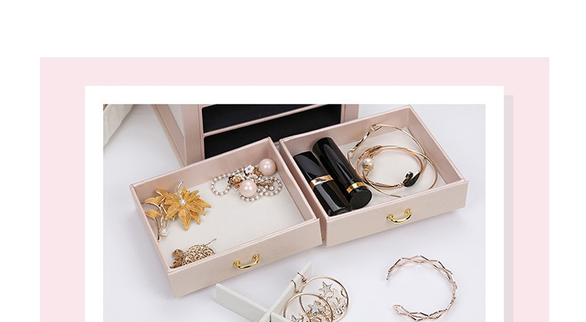 Fashion Black Drawer Type Jewellery Box With Mirror Disc Silk Pattern Earring Ring,Jewelry Packaging & Displays