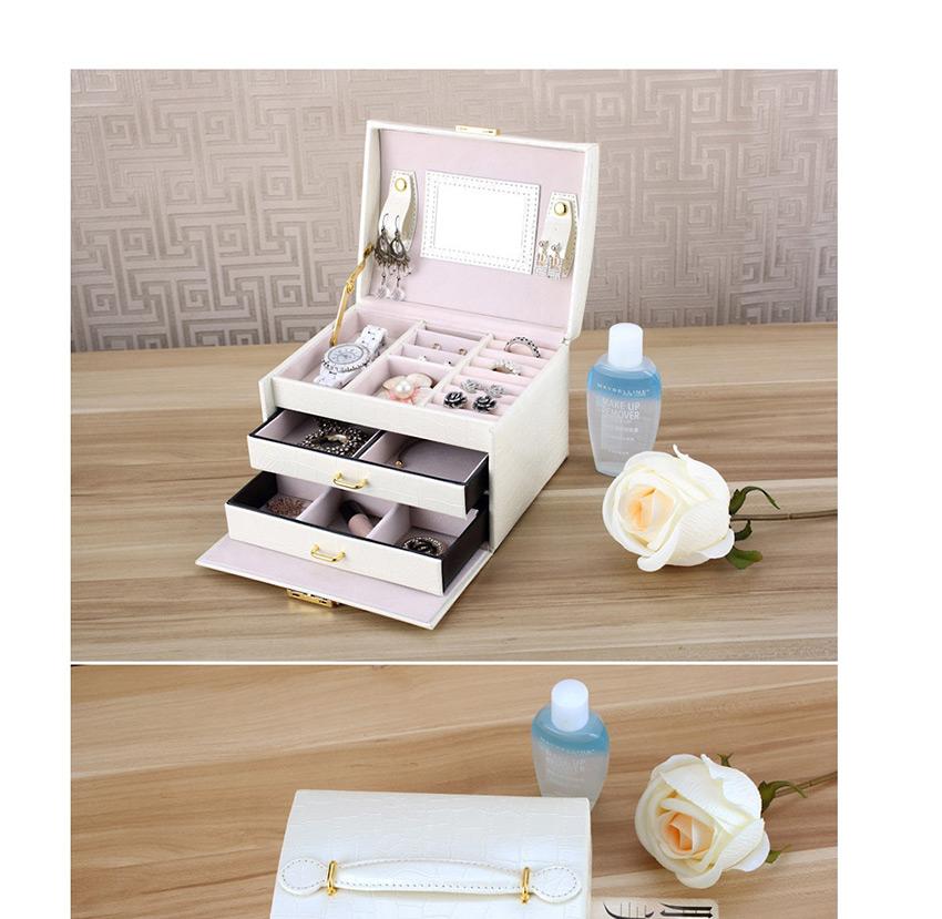 Fashion Rain Silk Black Pu Leather Drawer Jewelry Box,Jewelry Packaging & Displays
