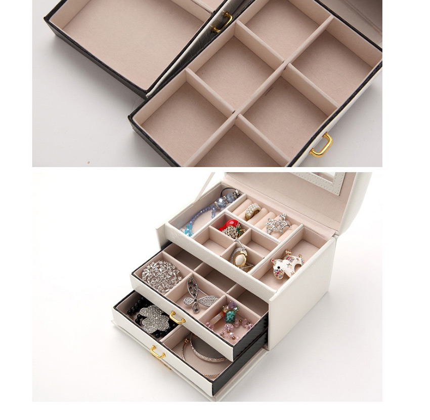 Fashion Rain Silk White Pu Leather Drawer Jewelry Box,Jewelry Packaging & Displays