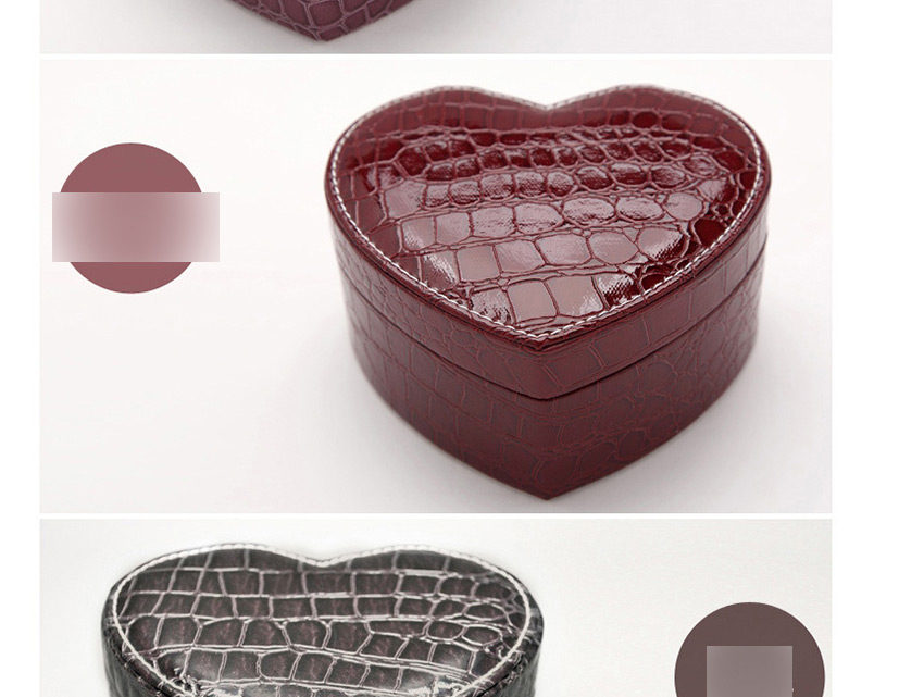 Fashion Rose Red Pu Heart-shaped Crocodile Pattern Jewelry Box,Jewelry Packaging & Displays