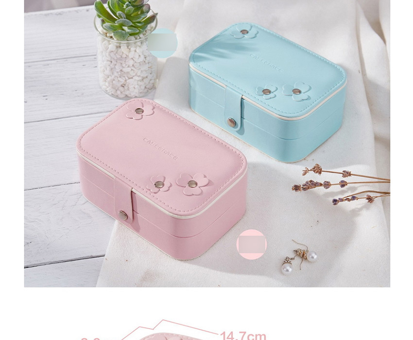 Fashion Pink Pu Leather Double-layer Small Jewelry Portable Jewelry Box,Jewelry Packaging & Displays
