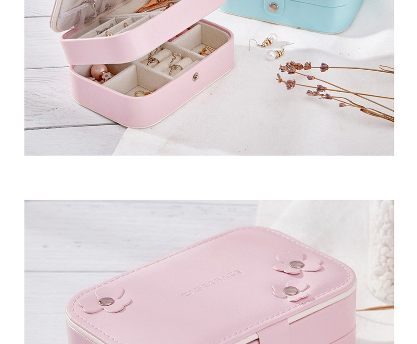 Fashion Pink Pu Leather Double-layer Small Jewelry Portable Jewelry Box,Jewelry Packaging & Displays