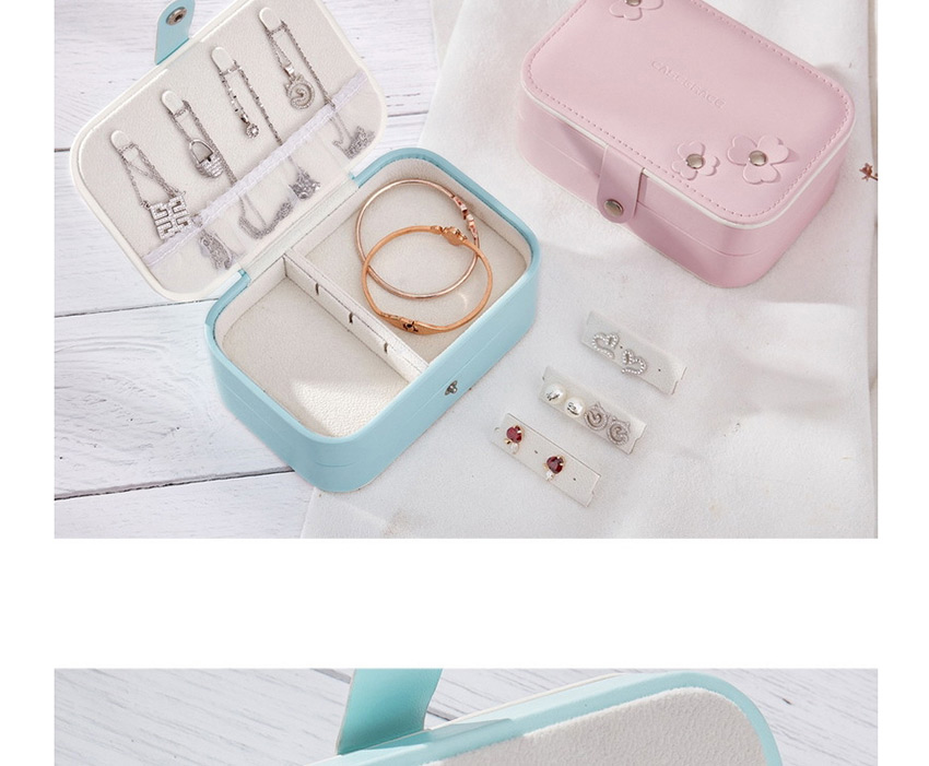 Fashion Orange Powder Pu Leather Double-layer Small Jewelry Portable Jewelry Box,Jewelry Findings & Components
