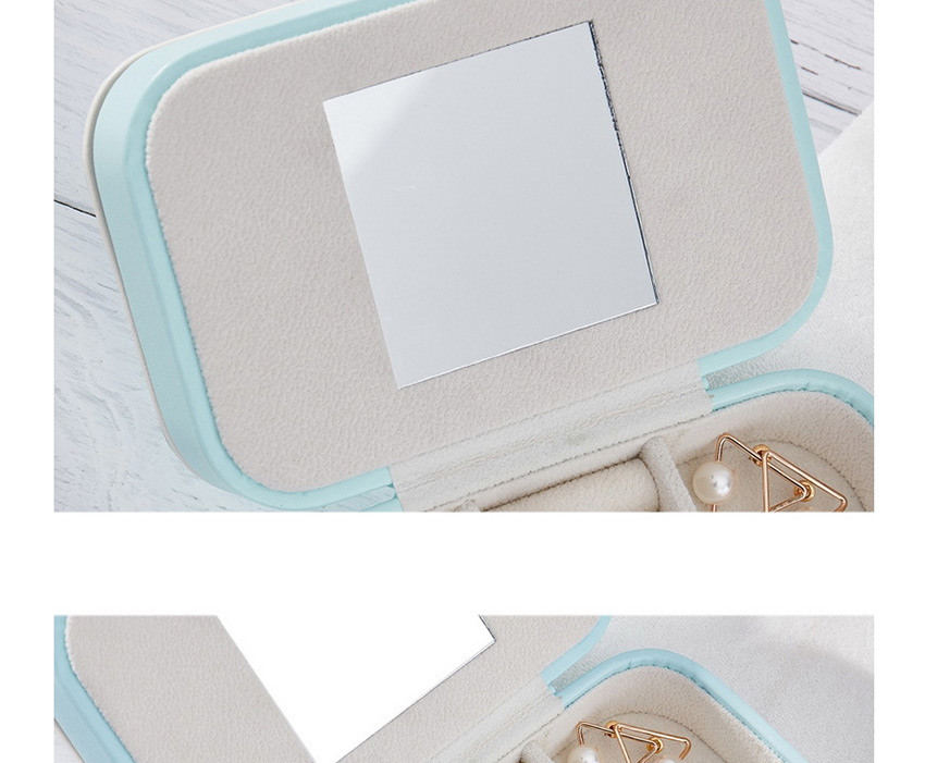 Fashion Blue Pu Leather Double-layer Small Jewelry Portable Jewelry Box,Jewelry Packaging & Displays