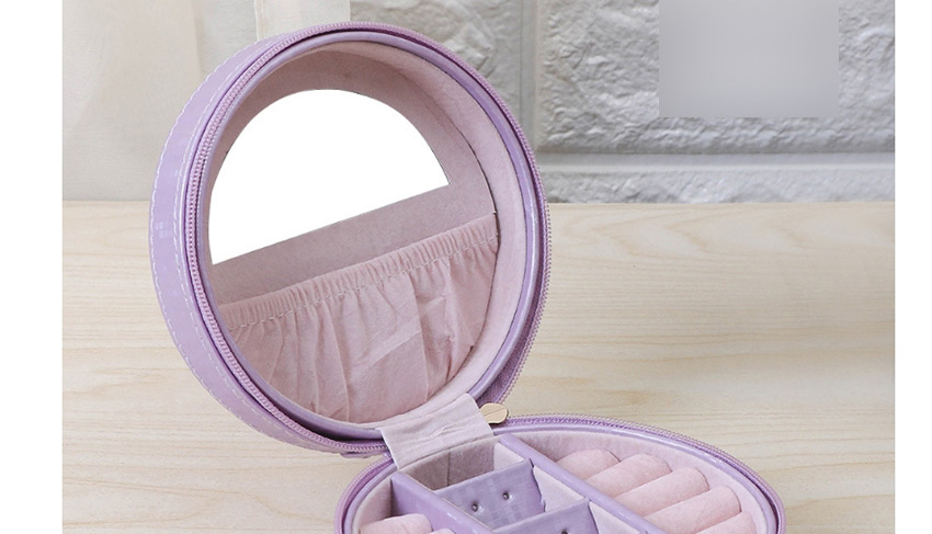 Fashion Light Purple Crown Portable Ring Earring Pu Leather Jewelry Box,Jewelry Packaging & Displays