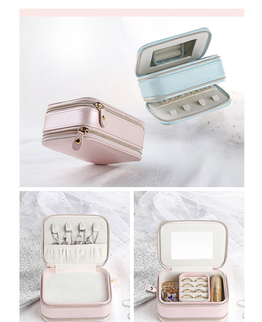 Fashion Nude Powder Portable Zipper Pu Multifunctional Jewelry Jewelry Box,Jewelry Packaging & Displays
