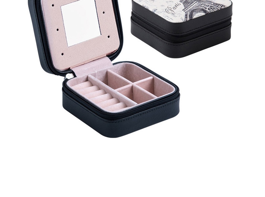 Fashion Nude Powder (bicycle) Portable Snake Leather Jewelry Box With Mirror,Jewelry Packaging & Displays