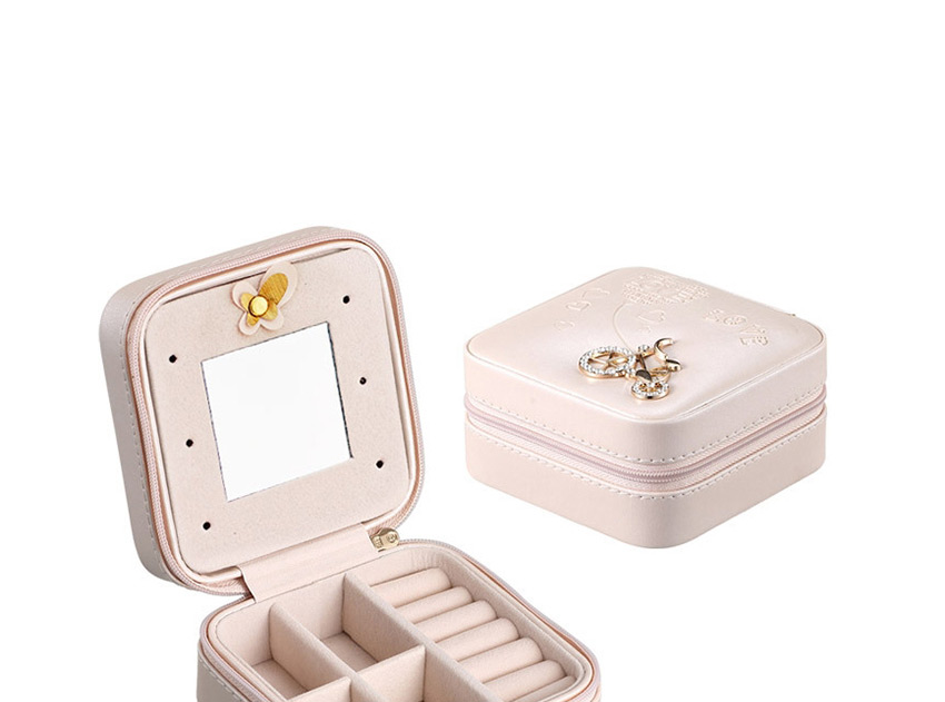 Fashion Nude Powder (bicycle) Portable Snake Leather Jewelry Box With Mirror,Jewelry Packaging & Displays