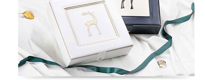 Fashion White Fawn Pu Double-layer Jewelry Box With Mirror,Jewelry Packaging & Displays