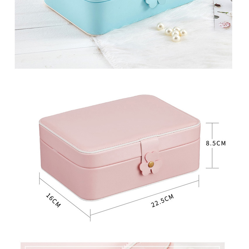 Fashion Blue Pu Double-layer Large-capacity Jewelry Box,Jewelry Findings & Components